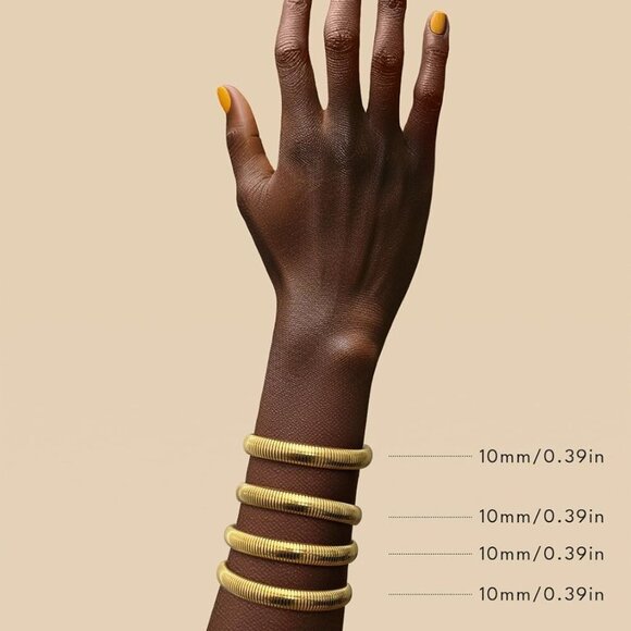 Gold Bangles for Women Stackable 18K Gold Plated Stainless Steel Jewelry Set of - Picture 5 of 8